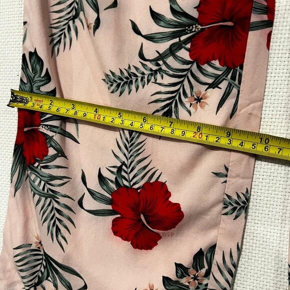 Guess High Waisted Wide Leg Belted Palazzo Pants Pink Floral Print Size Large - Picture 10 of 13